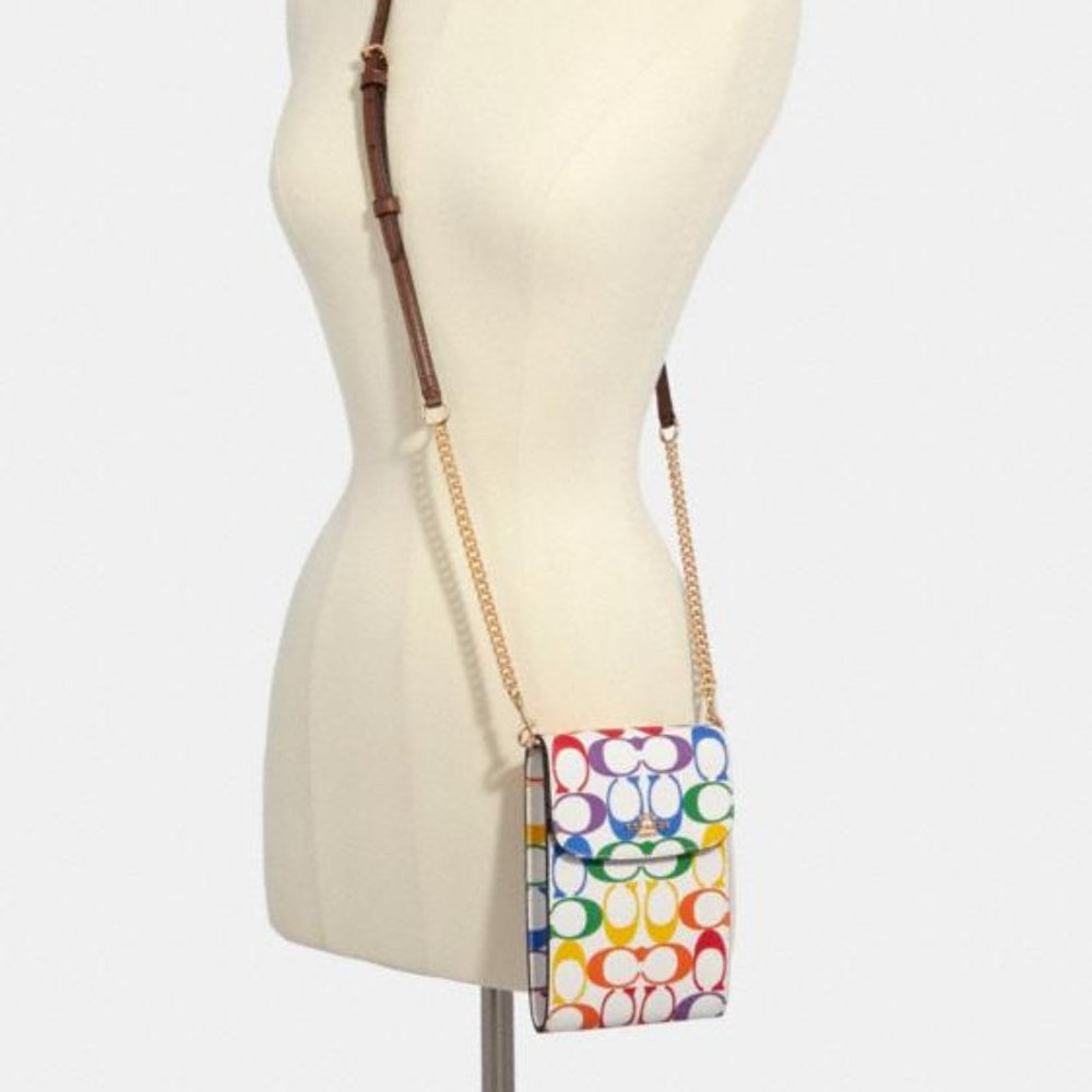 RACHEL PHONE CROSSBODY IN RAINBOW SIGNATURE CANVAS - Picture 2 of 4